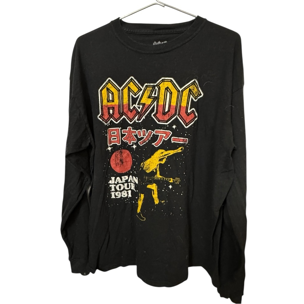 AC/DC Japan Tour 1981 Rock Band Black Long Sleeve Men’s XL T-Shirt MINTY